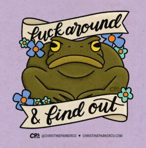 fuck around toad on purple paper
